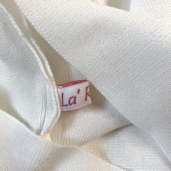 La’ Ros White Boho Sequin Flutter Sleeve Top Sweater Women Size Small - Picture 8 of 10